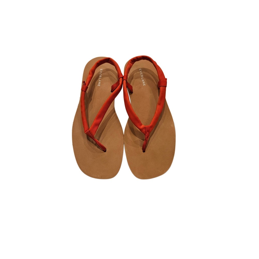 Everlane The ReNew Strappy Red Slingback Thong Sandals Comfort Flats Size 7 EUC